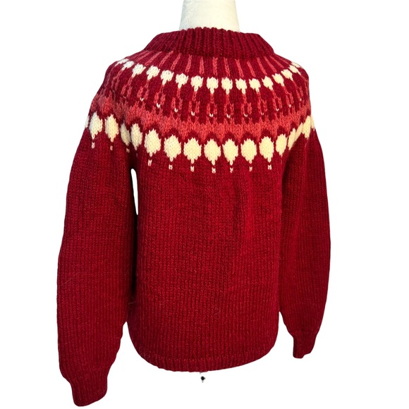 ♥️SOLD♥️Handmade Vintage Fair Isle Pullover Chunky Knit Wool Sweater Size S/M - Picture 6 of 8